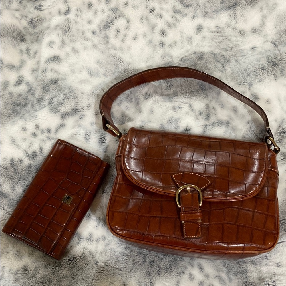 Coach Rich Brown Crocodile Shoulder Bag